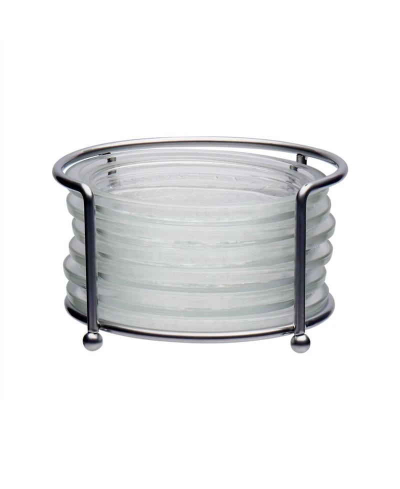 Mason Craft & More 7 Piece Glass Coaster Set with Holder