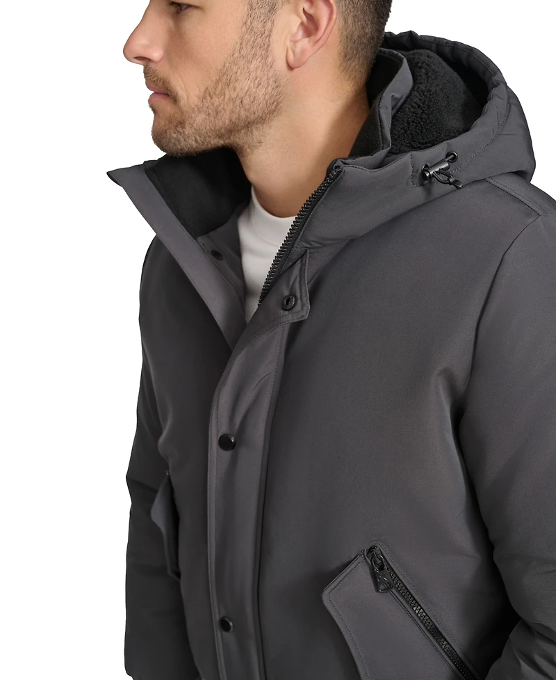 Calvin Klein Arctic Faille Parka Bomber with Sherpa lined Hood