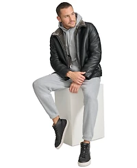 Calvin Klein Men's Pebble Faux Leather & Faux Fur Lined Jacket