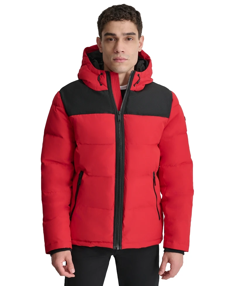 Dkny Men's Mixed-Media Puffer Coat, Created for Macy's