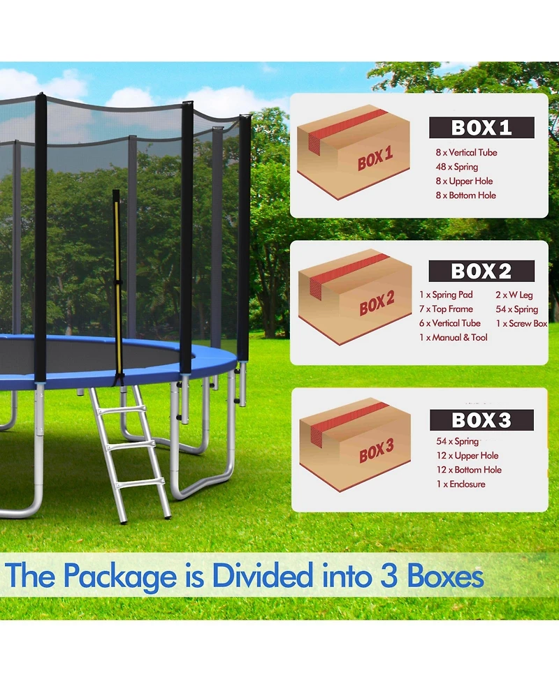 Inolait 16 Feet Outdoor Trampoline Bounce Combo with Safety Closure Net Ladder