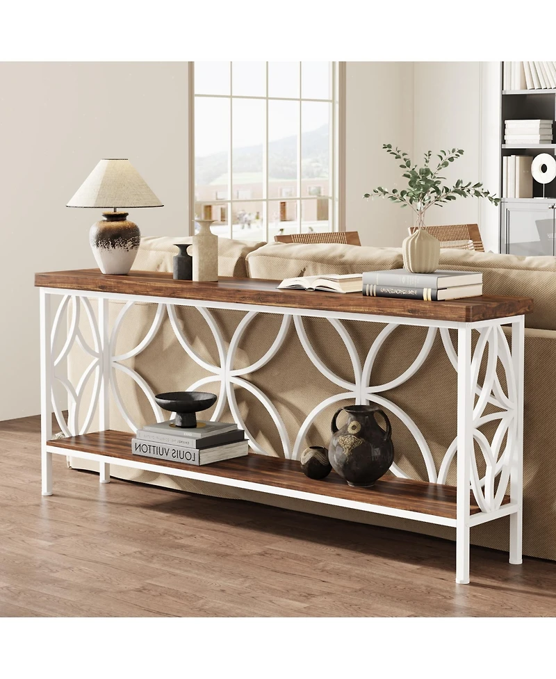 Tribesigns 70.9-Inch Narrow Sofa Table, Industrial Long Sofa Table, Entry Console Table with Storage for Entryway, Living Room, Foyer, Unique Design