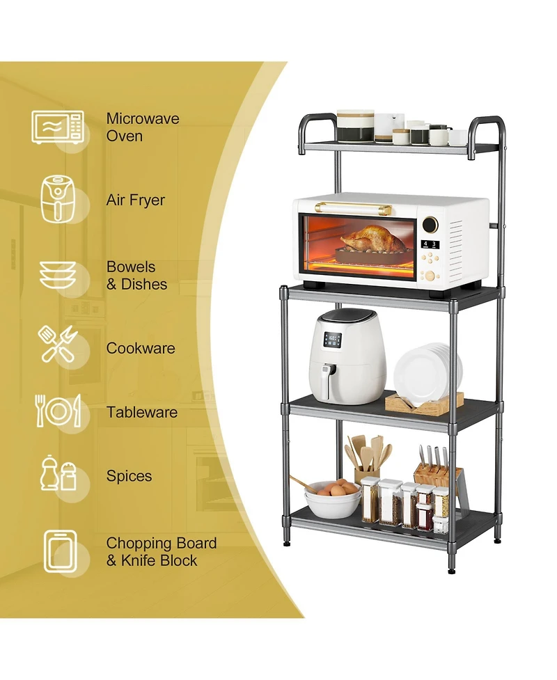 Sugift 4-Tier Kitchen Microwave Storage Rack with Metal Shelves