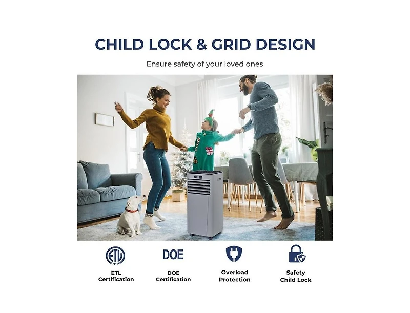 10000 Btu 4-in-1 Portable Air Conditioner with Dehumidifier and Fan Mode-Gray
