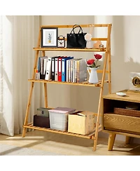 Sugift 3-Tier Bamboo Foldable Plant Stand with Display Shelf Rack