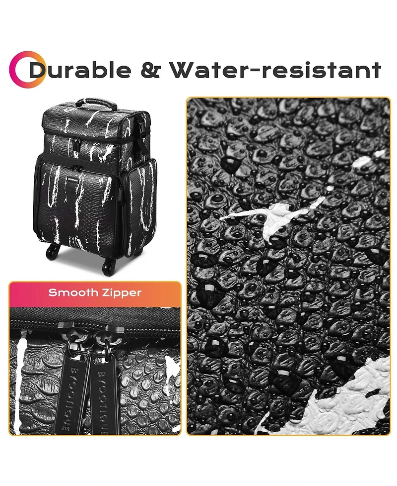 Byootique Soft Sided Rolling Makeup Train Case Cosmetic Organizer Crocodile