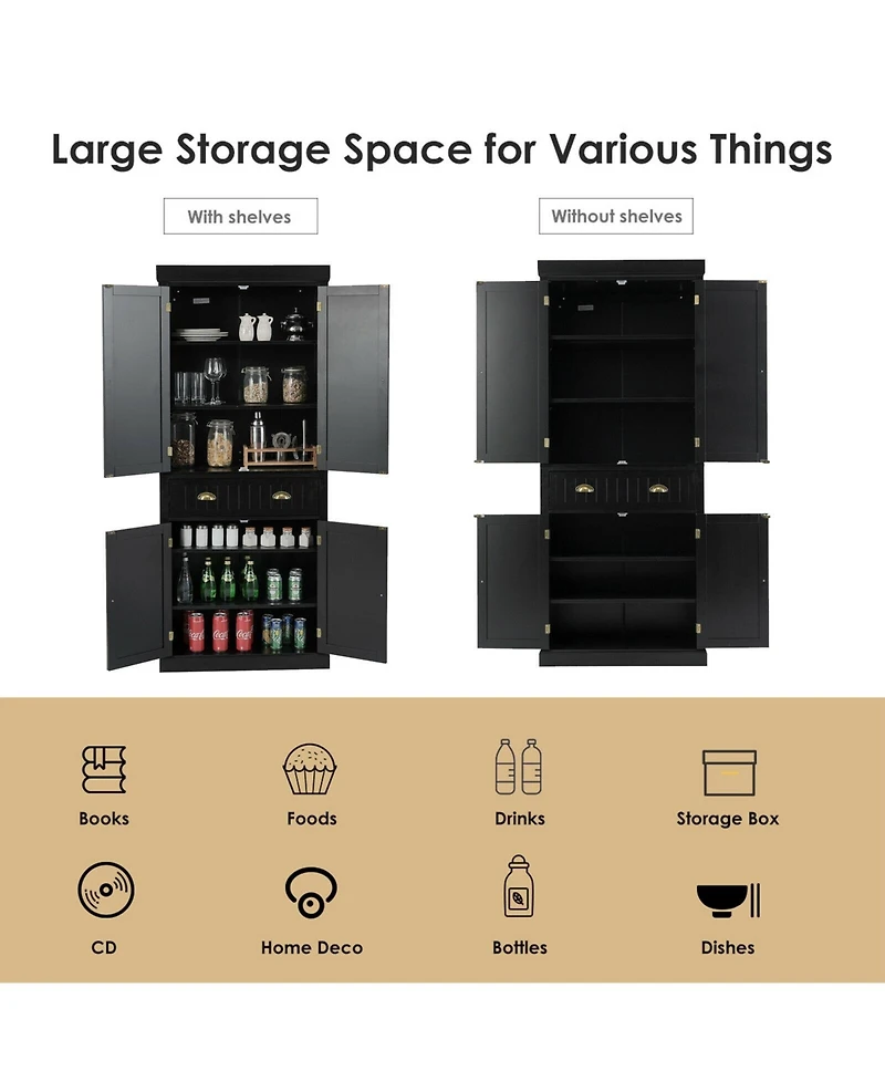 Sugift Traditional Freestanding Storage Cabinet with Adjustable Shelves and Drawer