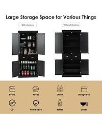 Sugift Traditional Freestanding Storage Cabinet with Adjustable Shelves and Drawer