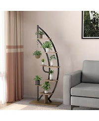 6-Tier 9 Potted Metal Plant Stand Holder Display Shelf with Hook