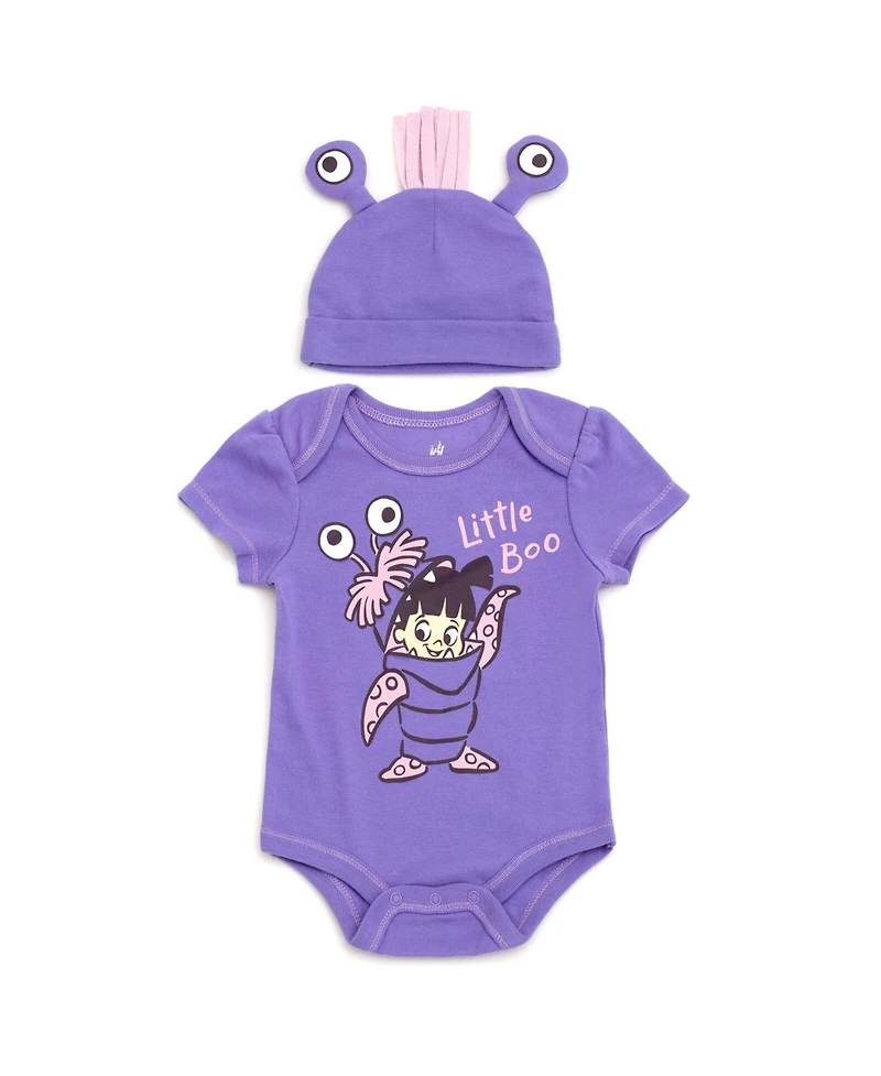 Monsters Inc. Baby Girls Boo Cosplay Bodysuit and Hat Set