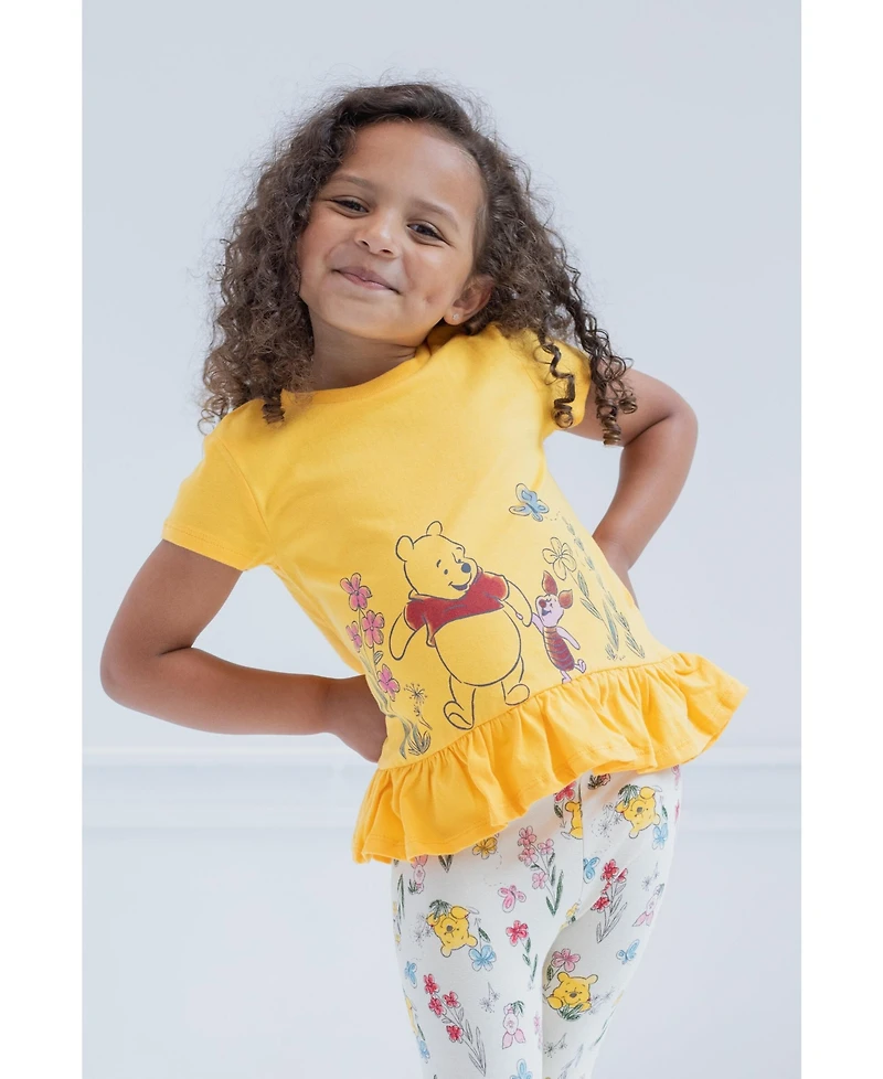Winnie the Pooh Baby Girls Peplum T-Shirt and Leggings Outfit Set