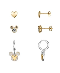 Disney Cubic Zirconia and Mother of Pearl Mickey Mouse Hoop Stud Earring Set