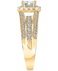 Diamond Princess Halo Triple Row Engagement Ring (1-1/2 ct. t.w.) in 14k Gold