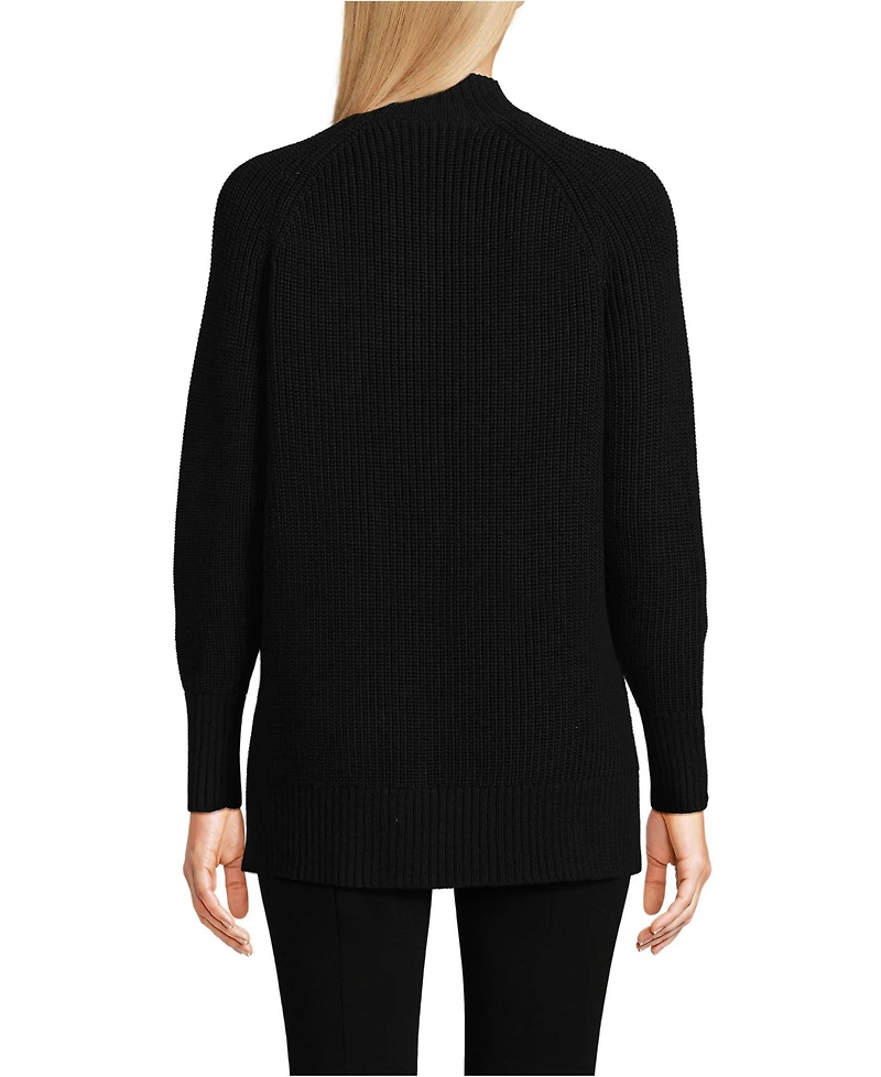 Lands' End Women's Drifter Shaker Easy Fit Mock Neck Tunic Sweater