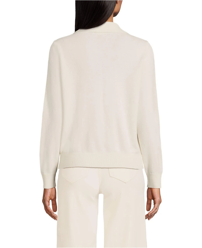 Lands' End Women's Cashmere Johnny Collar Sweater