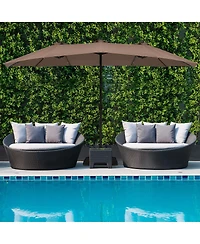 15Ft Patio Double-Sided Solar Led Market Umbrella Crank Base