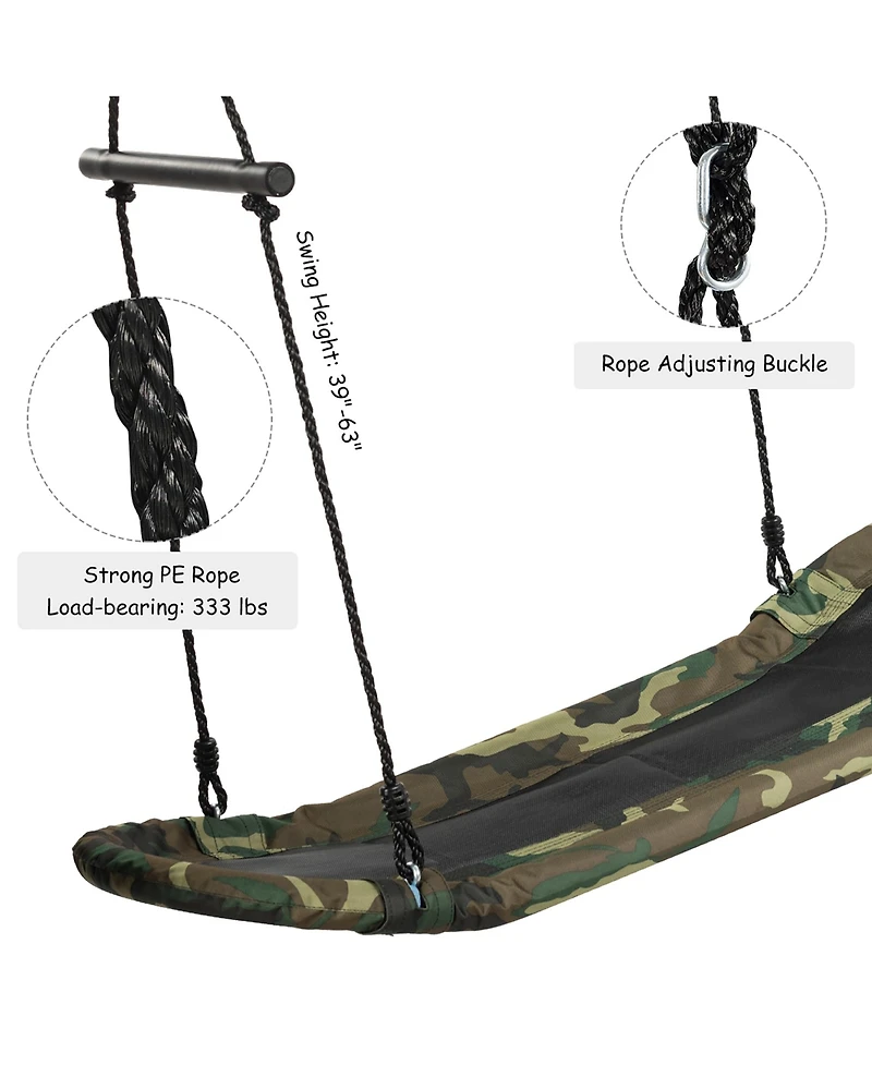 Saucer Tree Swing Surf Kids Outdoor Adjustable Oval Platform Set w/ Handle Green