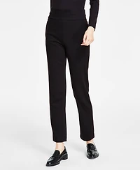Jones New York Women's Pull On High Double Wide Waistband Straight Leg Pants