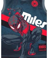 Marvel Toddler Boys Spider-Man Miles Morales Mesh Jersey Tank Top Shirt and Basketball Shorts to