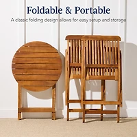 Best Choice Products 3-Piece Acacia Wood Bistro Set, Folding Patio Furniture w/ 2 Chairs, Table