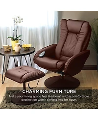 Best Choice Products Faux Leather Electric Massage Recliner Chair w/ Stool Ottoman, Remote Control, 5 Modes