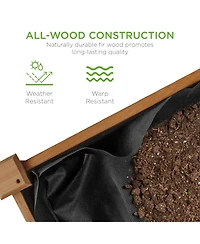 Best Choice Products 34x18x30in Raised Garden Bed, Elevated Wood Planter Box for Kids, Patio w/ Bed Liner