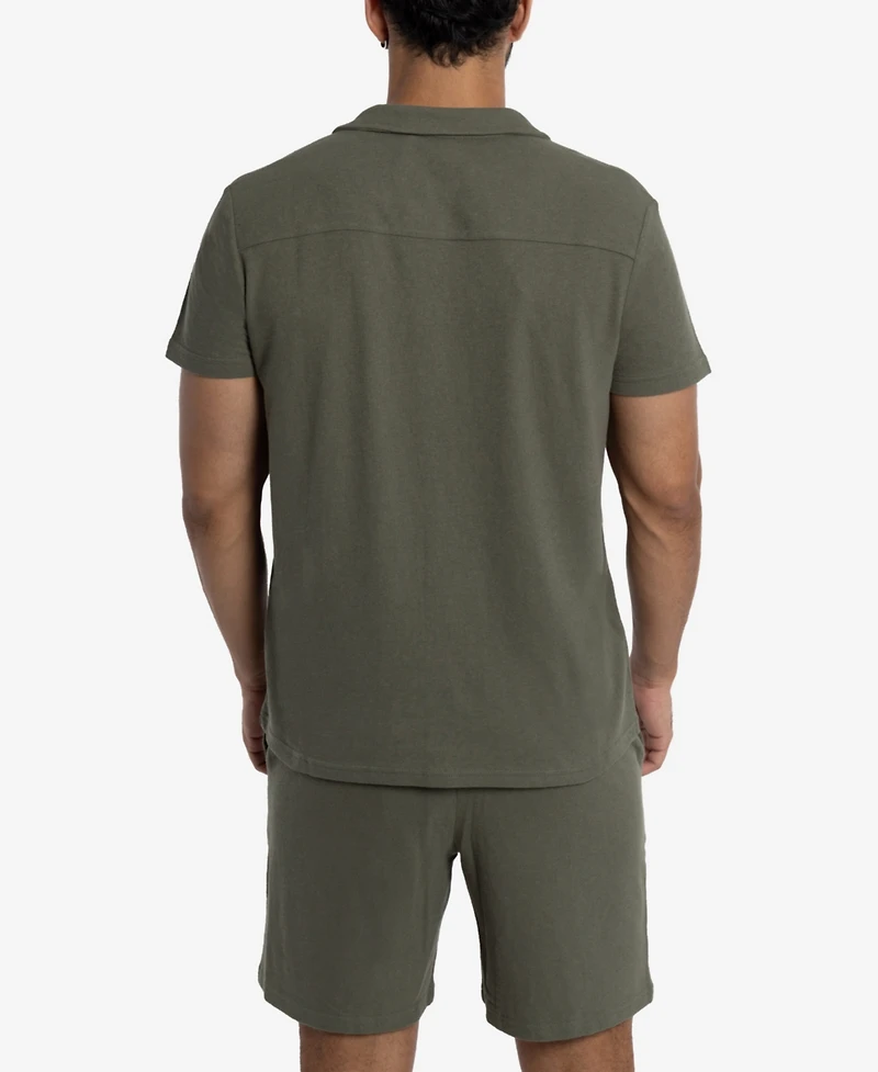 Spring + Mercer Men's Camp Collar Casual Short Sleeve Button-Up Shirt