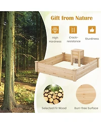 Skonyon 49 x 49 x 10 Inch Raised Garden Bed with Compost Bin and Open-ended Bottom-Natural