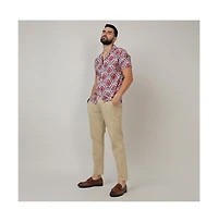 Men's Crimson Red & Ivory White Ethnic Shirt
