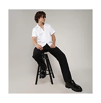 Men's Chalk White Embroidered Heathered Shirt