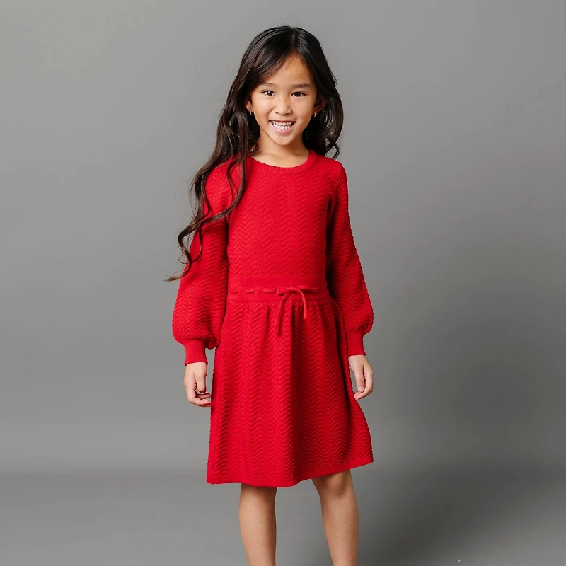 Hope & Henry Toddler Girls Organic Long Sleeve Balloon Sweater Dress