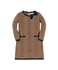 Hope & Henry Little Girls Long Sleeve Bow Detail Intarsia Sweater Dress