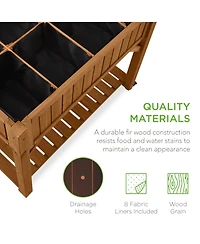 Best Choice Products Elevated Mobile Pocket Herb Garden Bed Planter w/ Lockable Wheels, Storage Shelf - Acorn Brown