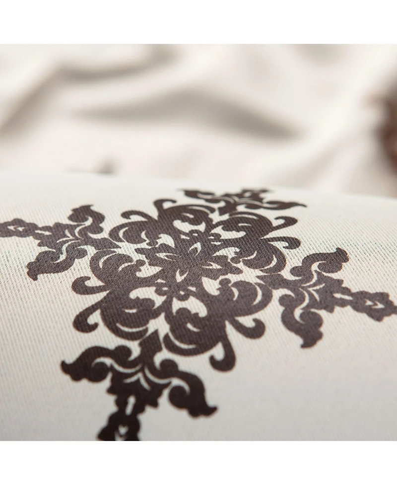 Chanasya Premium 2-Panel Ornamental Damask Room Darkening Curtains - 3-in-1 Back Tab, Rod Pocket, Ring Tab - for Windows Living Room Bedroom