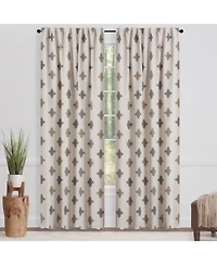 Chanasya Premium 2-Panel Ornamental Damask Room Darkening Curtains - 3-in-1 Back Tab, Rod Pocket, Ring Tab - for Windows Living Room Bedroom