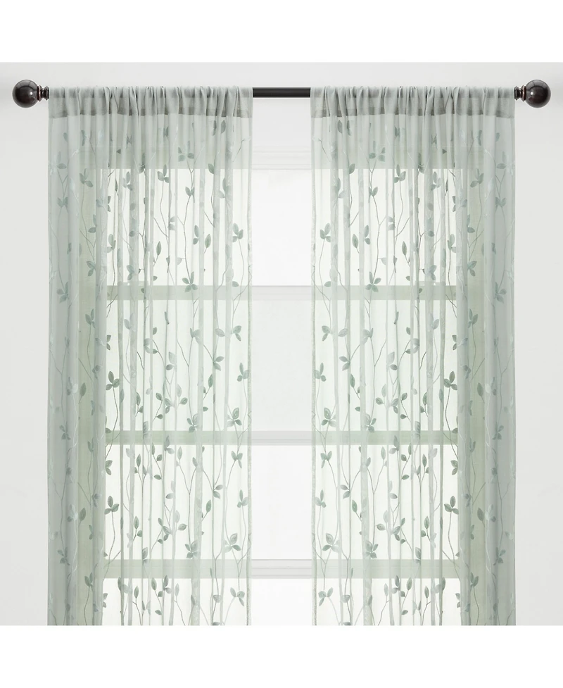 Chanasya Premium Embroidered Vine Curtains - Sheer for Living Room, Bedroom, Kitchen 52" x 84" White, 2 Panels