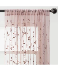 Chanasya Premium Embroidered Vine Curtains - Sheer Curtains for Living Room, Bedroom, Kitchen - 52" x 84" - White, 2 Panels