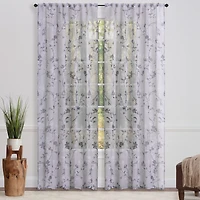 Chanasya Premium 2-Panel Floral Textured Sheer Curtain Panels - 3-in-1 Back Tab, Rod Pocket