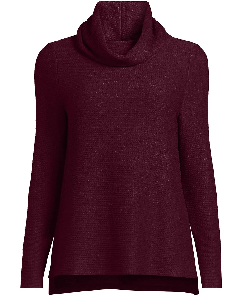 Lands' End Women's Cable Ottoman Relaxed Long Sleeve Cowl Neck Top
