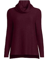 Lands' End Women's Cable Ottoman Relaxed Long Sleeve Cowl Neck Top