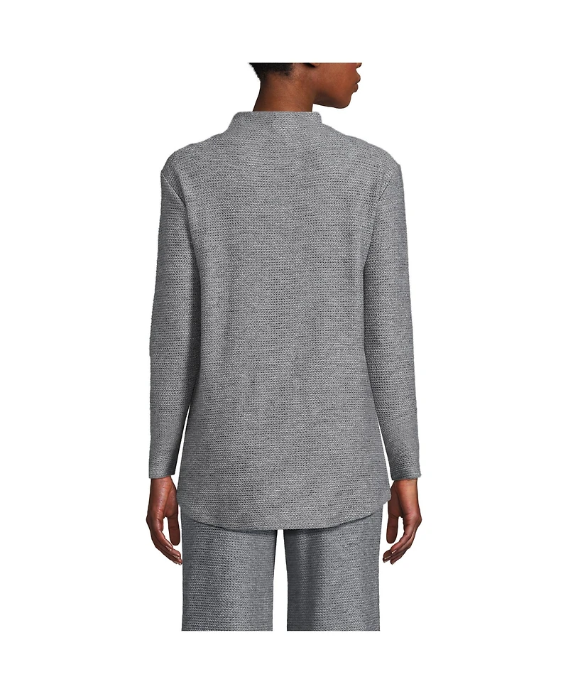 Lands' End Women's Petite Cable Ottoman Relaxed Long Sleeve Funnel Neck Tunic