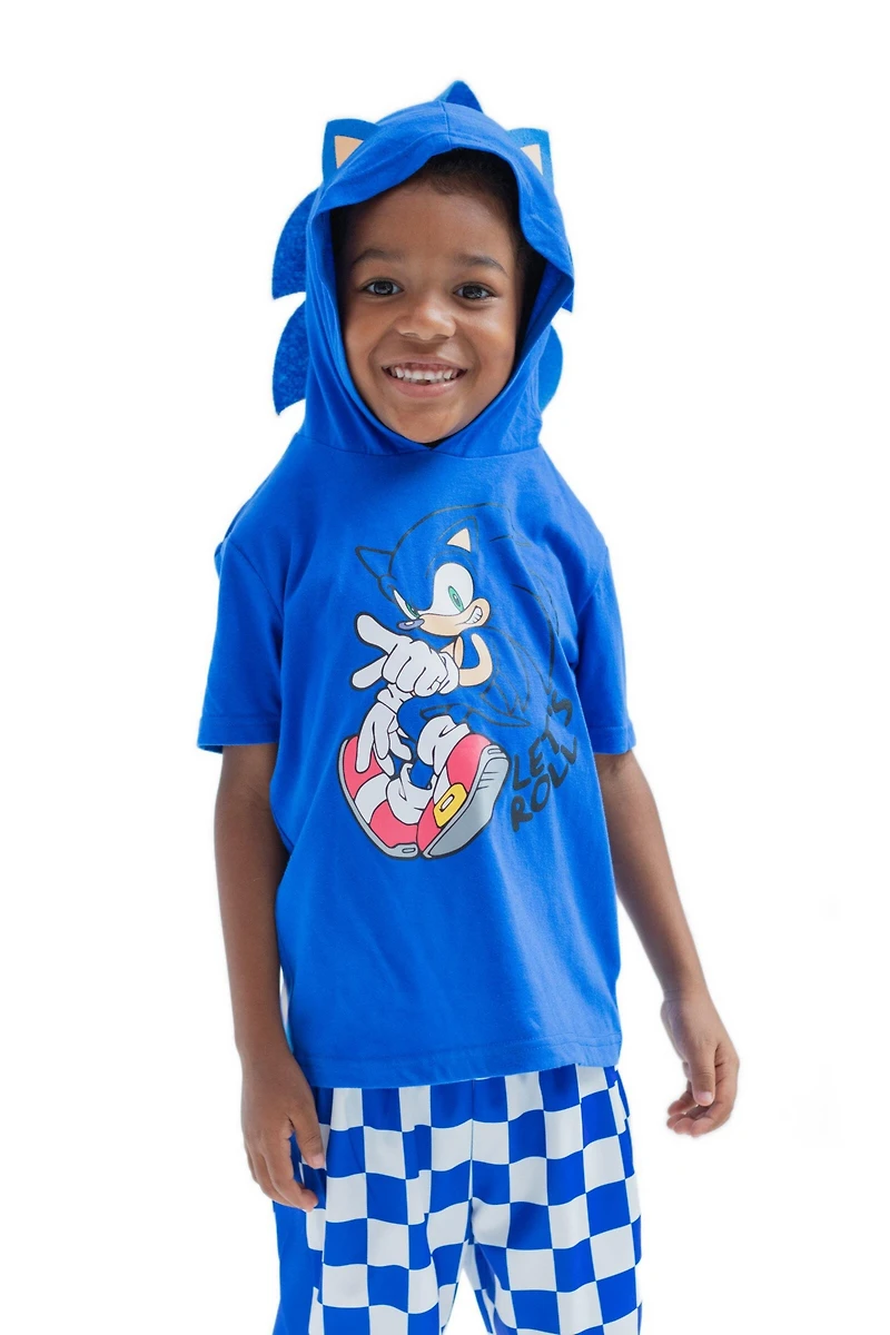 Sega Little Boys Sonic the Hedgehog Cosplay T-Shirt and Mesh Shorts Outfit Set to