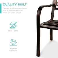 Best Choice Products Outdoor Steel Bench Garden Patio Porch Furniture w/ Floral Design Backrest