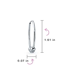 Bling Jewelry Balinese Tribal Ball Bead Hoop Huggie Earrings Bohemian Boho Style Sterling Silver