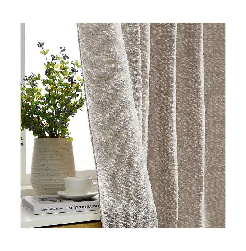 Hlc.me Easton Jacquard Slub Texture - Privacy Curtains with Back Tab Rod Pocket Lightweight Window Curtains Panels