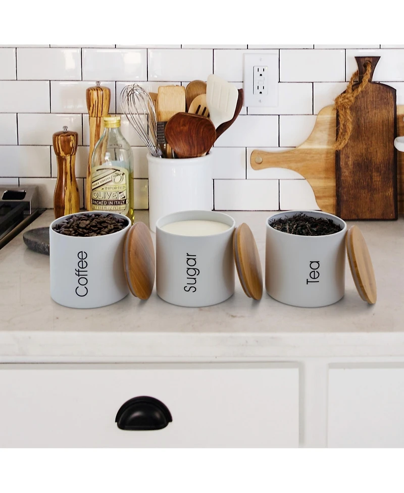 MegaChef Kitchen Food Storage and Organization 4 Piece Canister Set in White