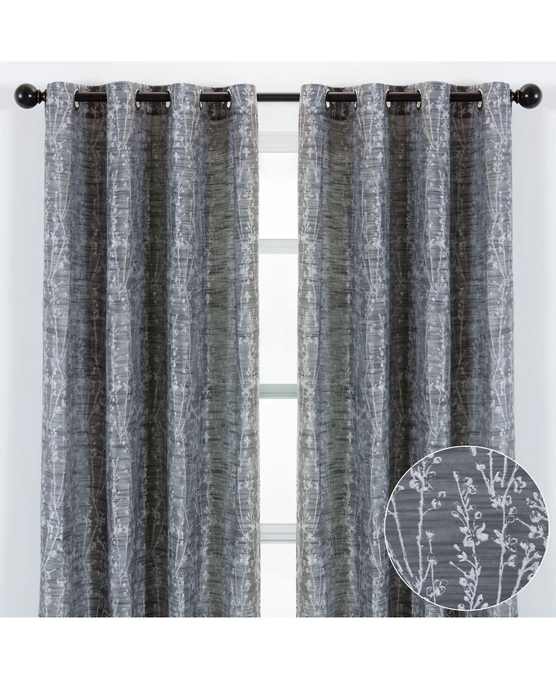 Chanasya Premium 2-Panel Floral Jacquard Textured Beige Curtains with Grommets for Windows Living Room Bedroom