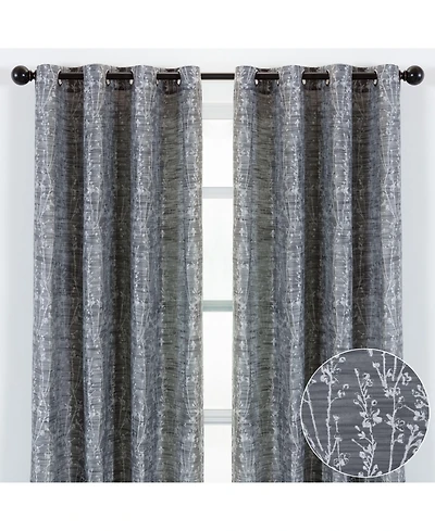 Chanasya Premium 2-Panel Floral Jacquard Textured Beige Curtains with Grommets for Windows Living Room Bedroom