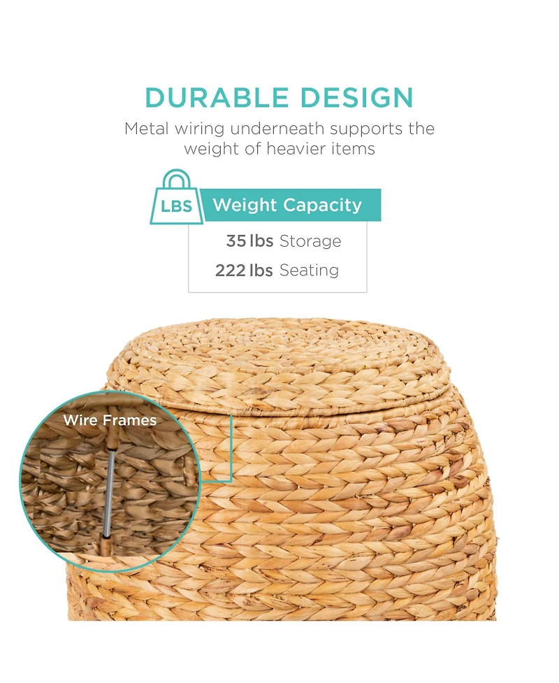 Best Choice Products Vintage Multipurpose Hyacinth Storage Organizer Tote Basket w/ Lid