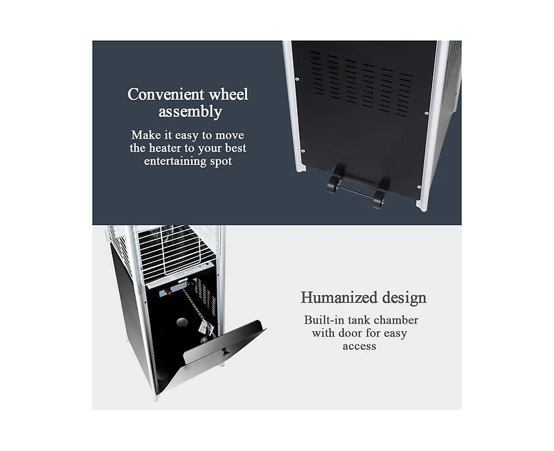 42000 Btu Outdoor Black Pyramid Patio Heater with Cover